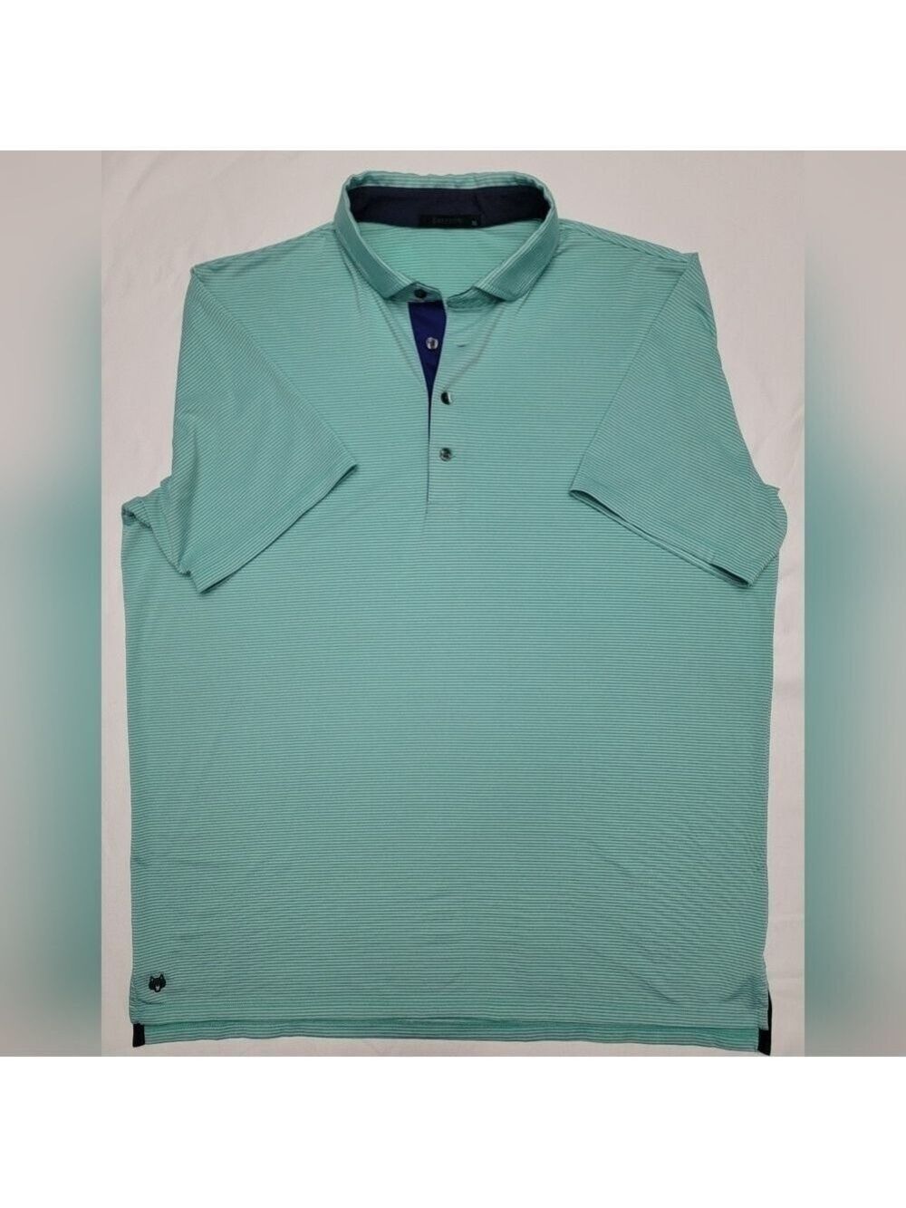 Greyson Golf Polo Shirt Mens XL Performance Stretch Striped Teal Green Wolf Logo